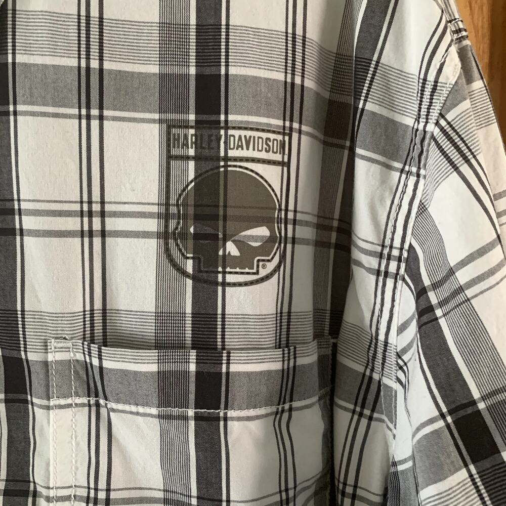Harley Davidson Shirt Men's XL Plaid Willie G Skull Long Sleeve Button Down - Picture 2 of 10